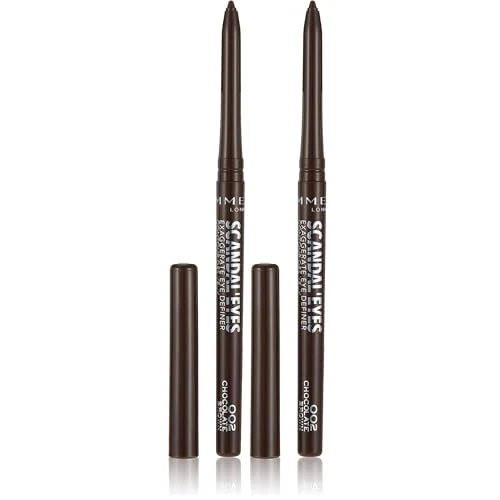 Rimmel London Scandal'eyes Exaggerate Eye Definer, Delineador de ojos automático, Tono 2 Marrón (Paquete de 2)