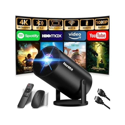 Offerta a tempo: Proiettore 1080P FHD [2026 Upgraded] Mini Proiettore Portatile 4K con WiFi 6 BT 5.2 Videoproiettore Supporta Rotativo a 270°Projector Auto Keystone TV Stick/USB/HDMI/PC con Cavo HDMI & Mouse, Nero - 31% da 101.99 € a 69.99 €