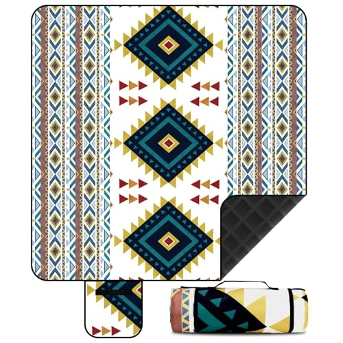 FERRGIA Picnic Boin 200x200 cm,wodoodporna i izolowana,mata plażowa z piaskiem do 4-6 kempingu,składany i przenośny z uchwytem,sufitem kempingowym na zewnątrz,podróży,turystyki i piknik