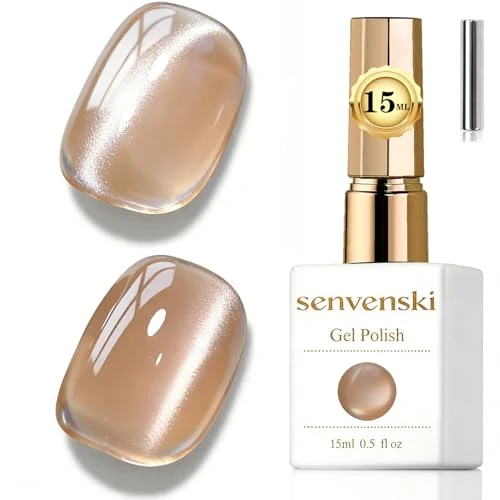 Oferta limitowana: Senvenski Szklana galaretka do półtrwałego lakieru do kotów, 15 ml magnetyczny żel do kota oko 3D holograficzny błyszczący półprzezroczysty lakier żelowy do francuskiego manicure (szampański, MY1-006) z 94.99 zł na 94.99 zł (oszczędź 0.