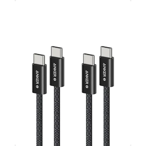 Offerta a tempo: Anker Cavo da USB-C a USB-C, 240W Ricarica Rapida, 2 Pack, Cavo Intrecciato Resistente alla Sporcizia, Connettore Sottile, per iPhone 16/15 ProMax Plus, MacBook/iPad/Galaxy S24 (1m+1m, Nero) - 36% da 17.99 € a 11.59 €