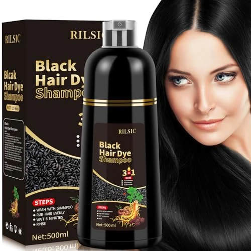 Oferta limitowana: Szampon do farbowania włos do siwych włosów, 500 ml, 3 w 1, naturalny, dla mężczyzn i kobiet (Black) z 189.99 zł na 189.99 zł (oszczędź 0.00%)