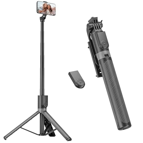 Offre limitee: RISEOFLE 180cm Trepied Smartphone & Perche a Selfie, Trepied Telephone Portable Rétractable en Aluminium avec Télécommande sans Fil pour iPhone/Samsung/Android/Caméra de 15.99 EUR a 13.59 EUR (economie 15%)