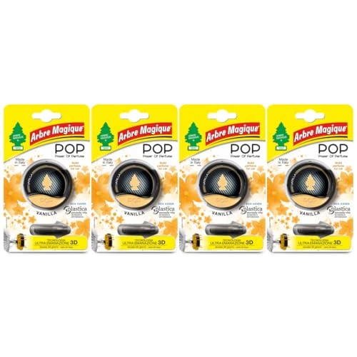 Offerta a tempo: Arbre Magique POP, Profumatore Auto Solido, Fragranza Vaniglia, Profumazione Dolce e Delicata, Durata Fino a 30 Giorni, Design Italiano, Confezione da 4 Pezzi - 10% da 11.96 € a 10.77 €