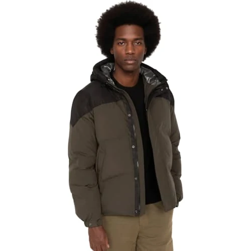 Schott NYC Doudoune Courte Bi Matiere Schott Ethen Kaki-Noir