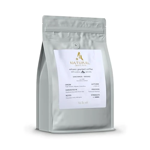 Oferta limitada: Café especialidad Sarchimor en grano 100% Arábica cultivo de altura grano de oro origen volcánico activo Costa Rica tueste medio tostado reciente proceso secado al sol empaque bolsa hermética 900 g de 27.50 EUR a 22.00 EUR (ahorro 20%)