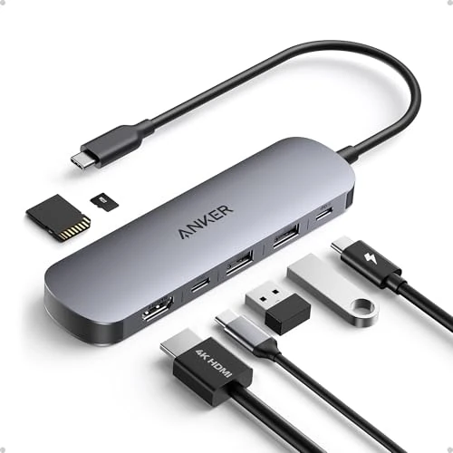 Anker 7-in-1 USB-C Hub mit 4K@60Hz HDMI, 85W Power Delivery, USB-A/C-3.0-Ports und SD/microSD-Kartenleser für USB-C Geräte (ohne Netzteil)