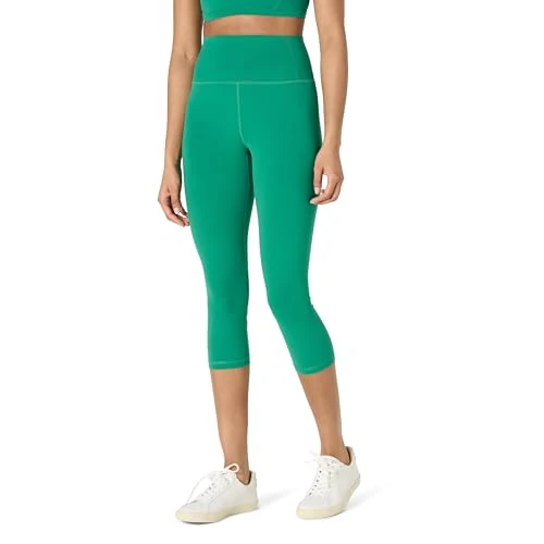 Amazon Essentials Legging Court d’Entraînement et de Yoga Active FormFlex Ultra Doux, Taille Haute, Entrejambe de 48 cm Femme, Vert Émeraude, L