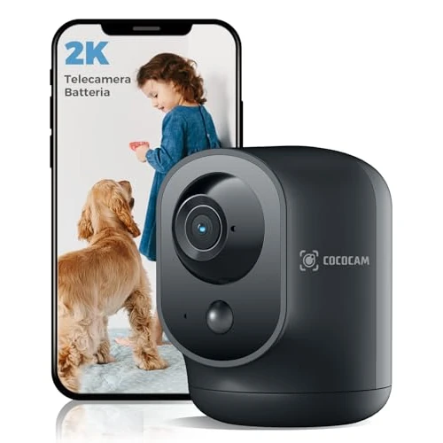 Offerta a tempo: COCOCAM 2K Telecamera WIFI Interno Senza Fili con Batteria 5200mAh, 355°P 90°T Wireless per Baby Monitor per Animali Assistenza Agli Anziani, Riconoscimento AI, PIR Rilevamento Umano (1, nero) - 39% da 49.99 € a 30.31 €