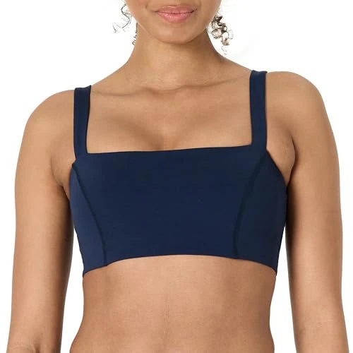 Amazon Essentials Reggiseno Sportivo a Fascia Tecnico in FormFlex Morbidissimo, Sostegno Leggero con Spalline Regolabili Donna, Blu Marino, S