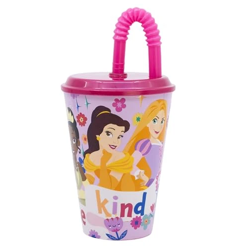 Offerta a tempo: Stor Bicchiere Bambini con Coperchio e Cannuccia Principesse Disney 430ml - Bicchiere Riutilizzabile in Plastica Resistente - Anti-Goccia - 0.00% da 8.40 € a 8.40 €