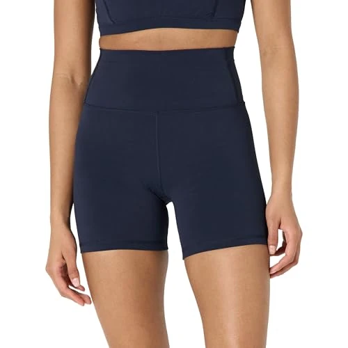 Offerta a tempo: Amazon Essentials Pantaloncini Biker da Yoga in Morbidissimo Tessuto Tecnico FormFlex, a Vita Alta Donna, Blu Marino, S - 26% da 10.70 € a 7.96 €