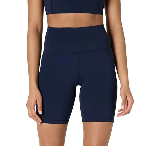 Offerta a tempo: Amazon Essentials Pantaloncini Biker da Yoga in Morbidissimo Tessuto Tecnico FormFlex, a Vita Alta Donna, Blu Marino, XL - 6% da 8.10 € a 7.58 €