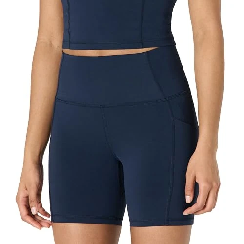 Zeitlich begrenztes Angebot: Amazon Essentials Damen Sportliche Anschmiegsame FormFlex-Radlerhose, Hohe Taille, Marineblau, L von 14.99 € auf 14.99 € (0.00% Rabatt)