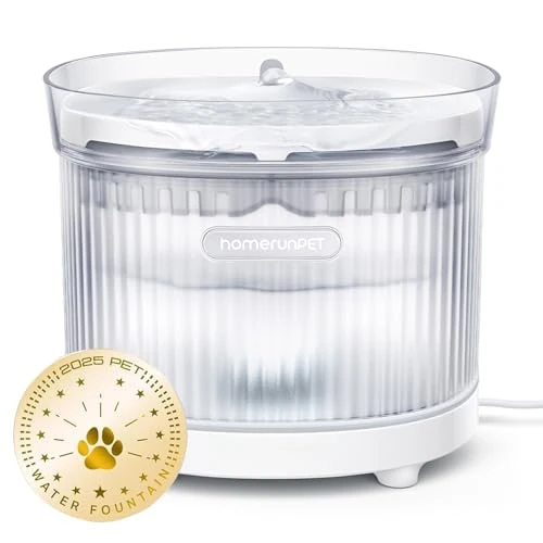Homerunpet Fontanella per Gatti con Ultra Silenziosa Pompa Senza Fili, Facile da Pulire Fontana per Gatti, Senza BPA con Filtro a Carboni Attivi, 2L