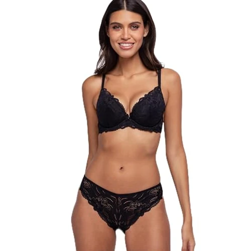 Offerta a tempo: DORINA Angie-2pp-plunge Push Up Bra, Nero/Fucsia, 2B Donna - 0.00% da 17.50 € a 17.50 €