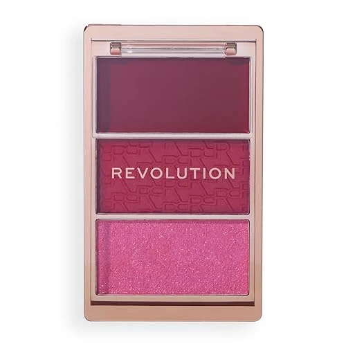 Offerta a tempo: Revolution, Blush Icon Palette, Blush in Crema & Polvere Compatta, Alta Pigmentazione, Palette Viso, Vegano & Cruelty-Free, 3 Tonalità, My Cherry Truth - 10% da 8.99 € a 8.09 €