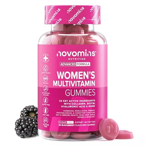 Tijdelijke aanbieding: Multivitamine Gummies & Mineralen voor Vrouwen met Marien Collageen & Hyaluronzuur – 23 Vitaminen, Mineralen, Botanicals & Probiotica – Vitamine C, A, D, B, Biotine & Zink – 60 Gummies - Novomins van 19.99 EUR naar 14.99 EUR (korting 25%)