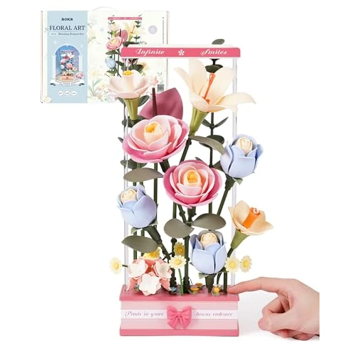 Limited-time offer: ROKR Flower Bouquet 3D Puzzle Model Kits for Adults, Artificial Flowers Decorative DIY Gifts and Home Decoration for Women, Blooming Bouquet Box (260 * 240 * 460mm), AF01D from 74.99 GBP to 74.99 GBP (save 0%)