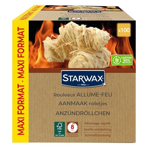 Offerta a tempo: STARWAX – Rotoli accendifuoco FSC – Accensione rapida per barbecue, camini e stufe – Senza odore, fino a 8 min di combustione – Sicuri per gli alimenti – Confezione richiudibile – X100 - 18% da 17.85 € a 14.61 €