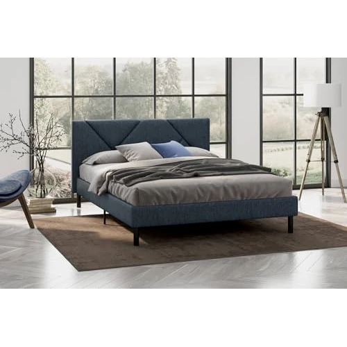 Offre limitée : Dmora - Lit Demi-carré Zeffirio, Sommier pour Chambre, Literie par Chambre, Support de Matelas, Adapté à Un Matelas de 120x190 cm, Bleu de 326.99 € à 326.99 € (0.00% de remise)