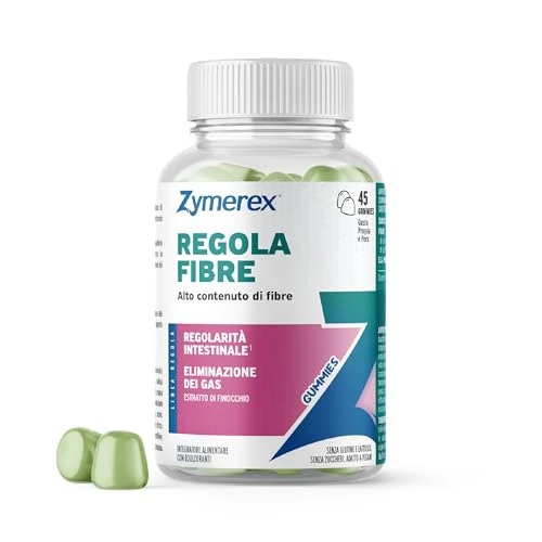 Zymerex REGOLA FIBRE Gummies | 45 gommose | Regolarità intestinale | Integratore di fibre | Equilibrio della flora intestinale | Senza zuccheri aggiunti, glutine e lattosio | Adatto a vegani