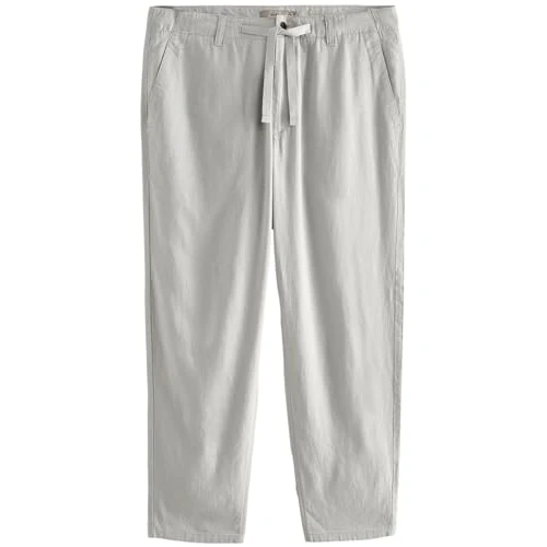 Offerta a tempo: NEXT Uomini Pantaloni in Lino e Viscosa con Coulisse Luce Grigia W: 32 / L: 29 - 0.00% da 7.00 € a 7.00 €