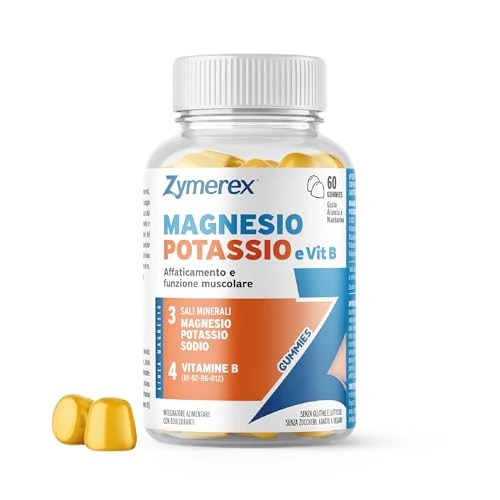 Offerta a tempo: Zymerex MAGNESIO POTASSIO e VITAMINE B Gummies | 60 gommose | Stanchezza e fatica fisica | Funzione muscolare | 3 sali minerali e 4 vitamine B | Senza zuccheri, glutine e lattosio | Adatto a vegani - 29% da 13.90 € a 9.90 €