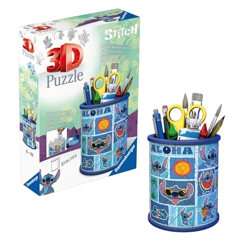 Ravensburger - Puzzle 3D Niños Portalápices Stitch | Puzzles 3D para Niños De 6 Años O Más | Maquetas para Montar De 54 Piezas | Regalo Niño 6 Años O Más