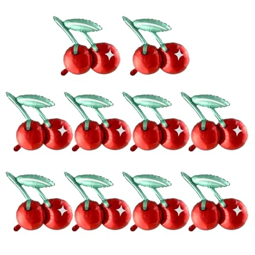NYGGTYK 10 Palloncini da Ciliegia, Rosso, Palloncini di Frutta Creativa, Decorazione per Feste di Compleanno