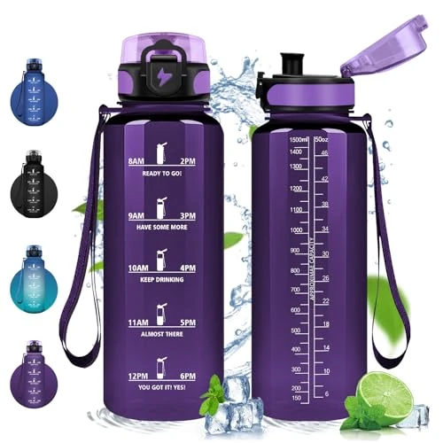 Limited-time offer: Vikastar Drinking Bottle, 1500 ml BPA-Free, Sports Drinking Bottle, Suitable for Carbonated Drinks, Sports Bottle for Children, School, Outdoor, Dark Purple Shine from 17.21 £ to 14.81 £ (save 13.95%)
