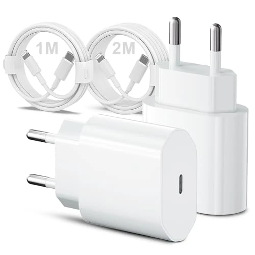 2 sztuki 20 W iPhone ładowarka do szybkiego ładowania i kabel do ładowania iPhone'a, ładowarka iPhone z kablem do ładowania iPhone 2 m i iPhone 1 m, kabel do ładowania iPhone
