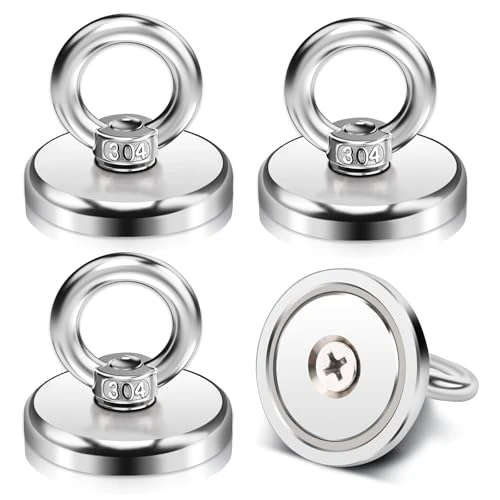 Offerta a tempo: Magneti al Neodimio, 42 mm Rotondo con Golfare, Set da 4 Pezzi, Super Potenti per Pesca Magnetica e Uso Industriale - 20% da 24.99 € a 19.99 €
