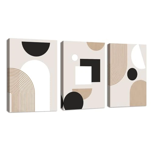 Offerta a tempo: 3 Pcs Moderni metà secolo Linee geometriche Quadri Stampa su Tela Con Cornice, Nordic Bianco Marrone Quadro Pittura su tela poster da parete Decorazione Murale Soggiorno Camera da letto 30x40cmx3 - 33% da 29.99 € a 19.99 €