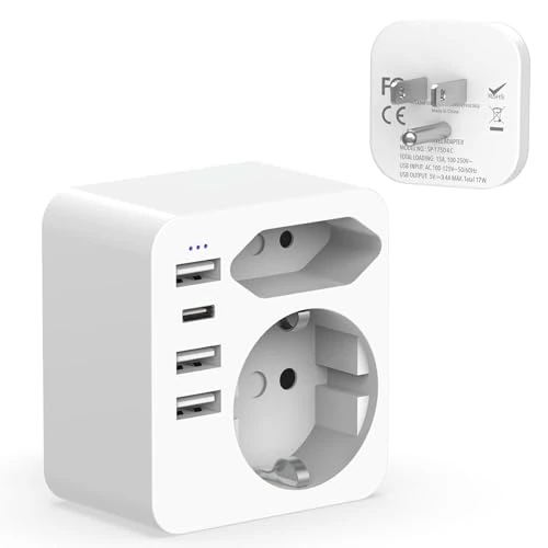 Offre limitée : Adaptateur Prise Américaine,3 USB A et 1 USB C Prise Américaine Adaptateur Italien, Adaptateur Prise USA avec Européen Plug,Adaptateur Type B pour Utilisation Aux États-Unis,Canada,Mexique,Thaïlande de 17.94 EUR à 17.94 EUR (remise 0%)