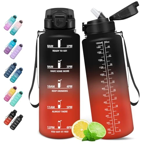 Oferta ograniczona: HoneyHolly Butelka na wodę, 1,5 l, motywacyjna butelka ze słomką, butelka na siłownię odporna na wyciek, butelka na wodę do szkoły, na siłownię, kemping, do jazdy na rowerze, jogi z 62.00 EUR na 62.00 EUR (znizka 0%)