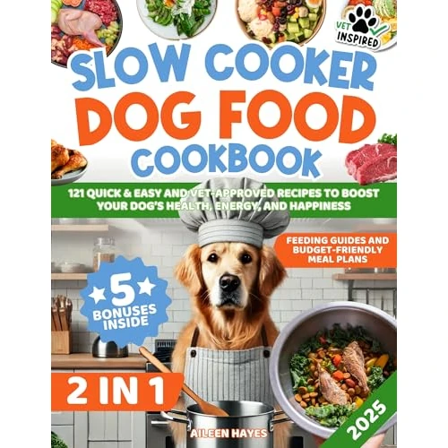 Slow Cooker Dog Food Cookbook: 121 Quick & Easy and Vet-Approved Recipes to Boost Your Dog’s Health, Energy, and Happiness—Feeding Guides and Budget-Friendly Meal Plans Included (English Edition)