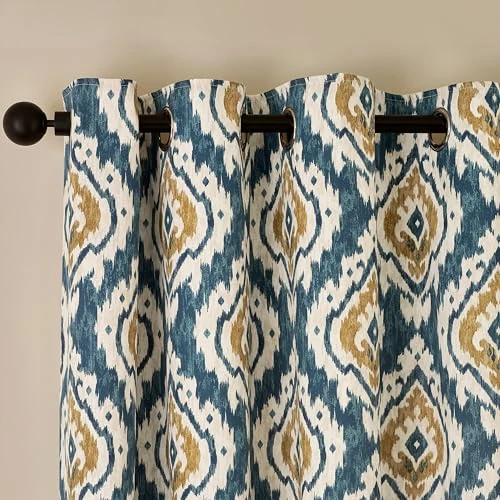 Limited-time offer: Pineapple Elephant Suri Geo 66x72 Inch Lined Eyelet Curtains Two Panels Teal Green from 38.00 GBP to 30.44 GBP (save 20%)