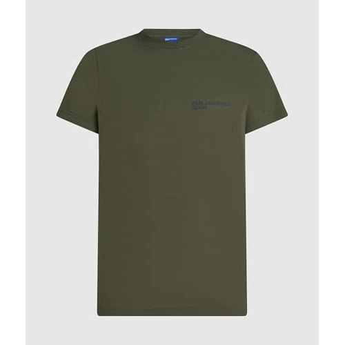 Karl Lagerfeld Jeans, Męskie, Slim Short Sleeve Essential Logo Tee, Slim Fit, Zielony, S