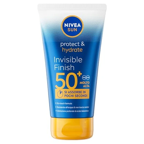 Offerta a tempo: NIVEA SUN Protect & Hydrate Invisible Finish SPF 50+ 150 ml, Crema solare 50+ ad assorbimento rapido e dal finish invisibile, Protezione solare 50+ resistente all'acqua con Acido Ialuronico idratante - 39% da 16.99 € a 10.41 €