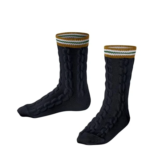 FALKE Unisex Kids Preppy Cable K So Wool Patterned 1 Pair Socks, Blue Marine 6120, 3-5