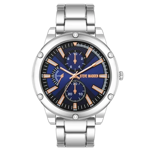 Zeitlich begrenztes Angebot: Steve Madden Herren Armband Uhr,Blau/Silber von 18.95 € auf 18.95 € (0.00% Rabatt)