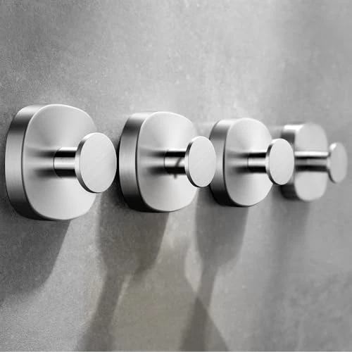 ZUNTO Lot de 4 crochets ventouse porte-serviettes en acier inoxydable, crochet mural pour salle de bain et cuisine