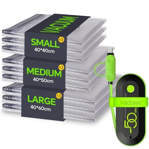 Vacbird Vacuümzak voor kleding, stofzuiger, met USB-pomp, 9 stuks, herbruikbaar, vacuümzakken, duurzaam, reisbenodigdheden, ruimtebesparend