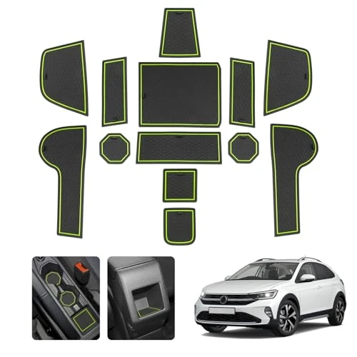 Zeitlich begrenztes Angebot: LUWU Auto rutschfeste Gummimatten für VW Taigo 2021-2025 2026 Mittelkonsole Antirutschmatten Anti-Staub Becherhalter Gummi Matte Taigo Innenraum Zubehör (Grün) von 19.99 € auf 19.99 € (0.00% Rabatt)