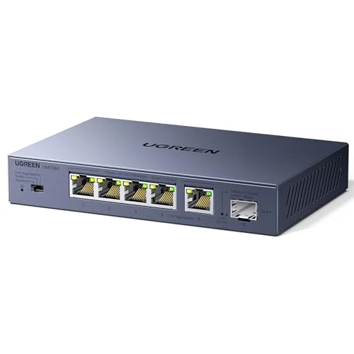 Offerta a tempo: UGREEN 6 Porte Switch Ethernet 5 Porte Ethernet 2.5G 1 Porta SFP+ 10G Switch RJ45 Custodia Metallo Non Gestito 4KV Multipresa RJ45 Montaggio a Parete per PC NAS Server Console di Gioco Video 4K/8K - 16% da 44.99 € a 37.90 €