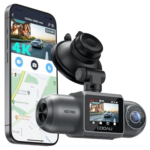 COOAU D30S kamera samochodowa 4K z GPS, WiFi, przednia strona wewnętrzna, Dual 2,5 K 1080p, bezprzewodowa kamera z noktowizorem na podczerwień, 4 diody IR, czujnik G, monitorowanie parkowania