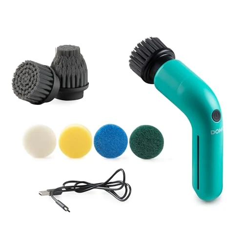 DOMO DO248SB Elektrische Reinigungsbürste - 6 in 1 Electric Cleaning Brush mit austauschbaren Bohrbürstenköpfen - 3,6 V Akku - Grün