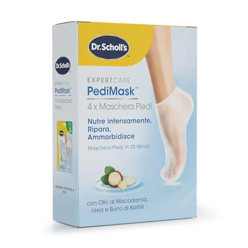 Offerta a tempo: Dr. Scholl's Maschera Piedi con Olio di Macadamia per Talloni Screpolati, Piedi Più Morbidi e Lisci In 20 Minuti, Calzini Idratanti di Facile Utilizzo, Calzino e Confezione Riciclabili, 4 Paio - 22% da 13.90 € a 10.89 €