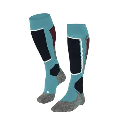 FALKE SK2 Intermediate W Kh laine 1 paire, Chaussettes de ski Femme, Turquoise Peacock Blue 6536, 35-36